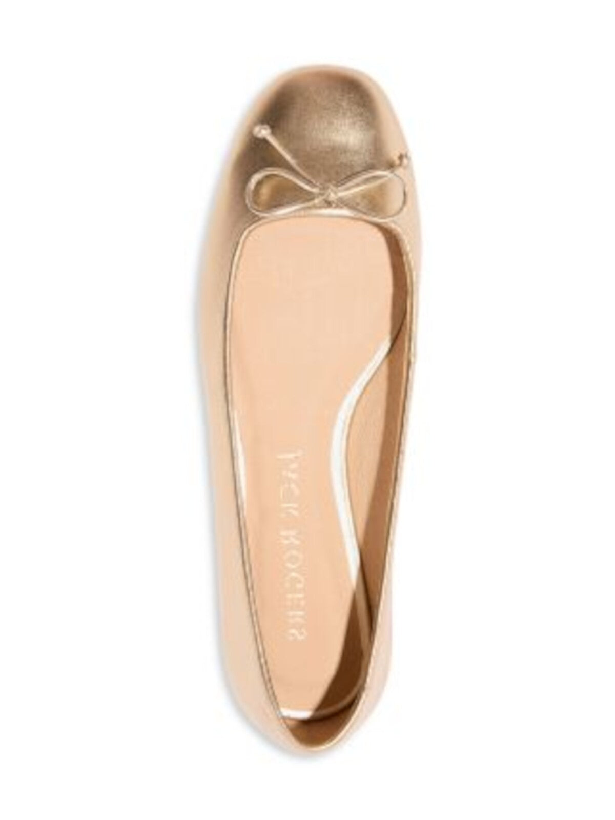 JACK ROGERS Womens Gold Metallic Bow Accent Padded Kenlyn Round Toe Slip On Leather Ballet Flats 7.5 M