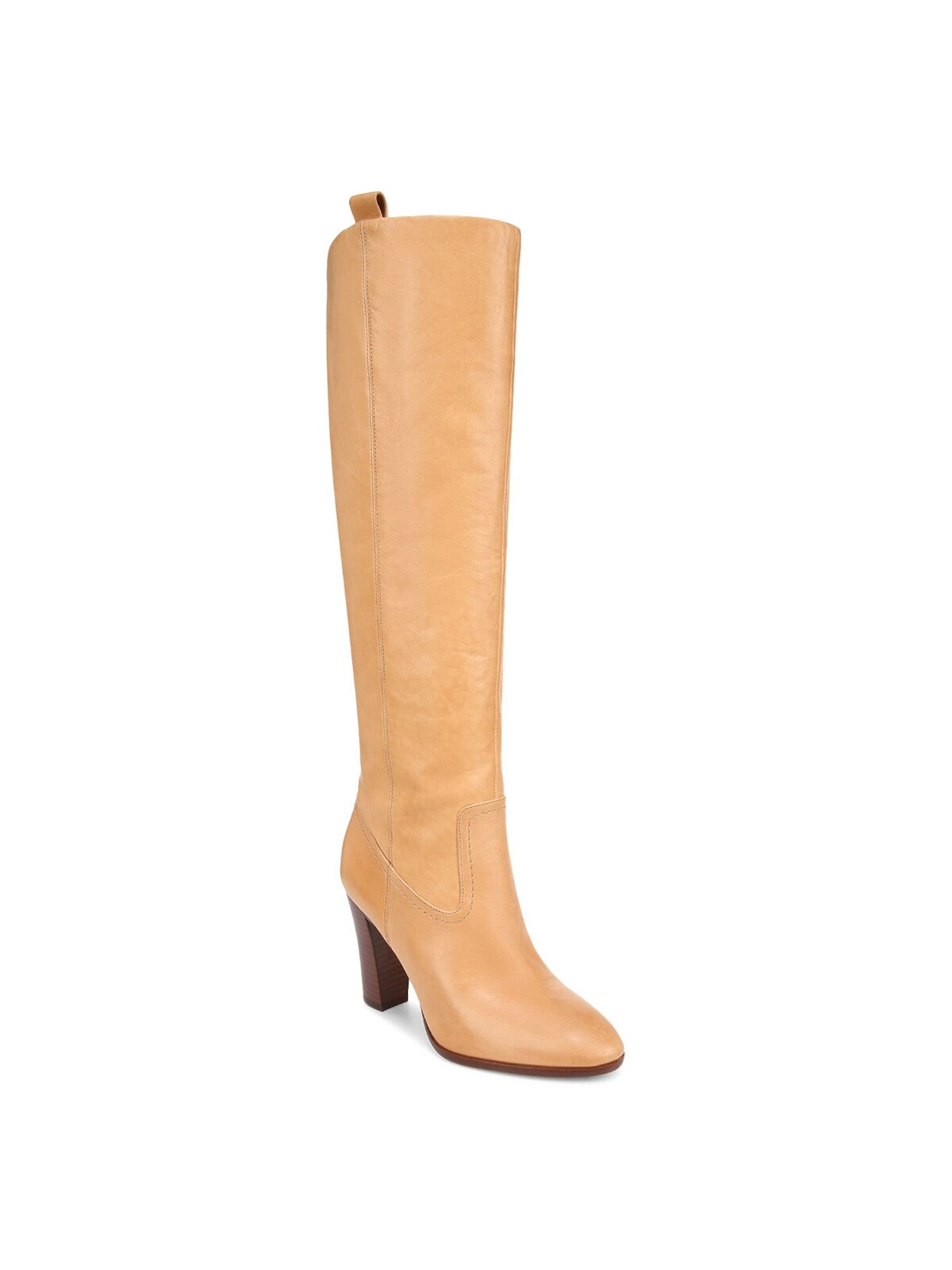 VERONICA BEARD Womens Beige Pull-Tabs Padded Vesper Almond Toe Stacked Heel Leather Heeled Boots 8 M