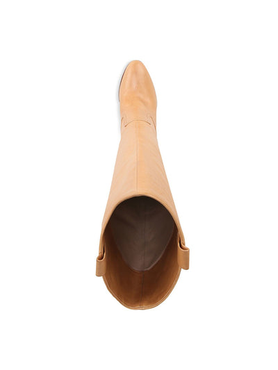 VERONICA BEARD Womens Beige Pull-Tabs Padded Vesper Almond Toe Stacked Heel Leather Heeled Boots 8 M