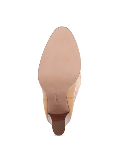 VERONICA BEARD Womens Beige Pull-Tabs Padded Vesper Almond Toe Stacked Heel Leather Heeled Boots M