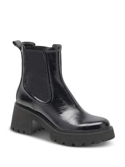 DOLCE VITA Womens Black Crinkle Patent Back Pull-Tab Padded Waterproof Goring Hawk H2o Round Toe Block Heel Booties 11