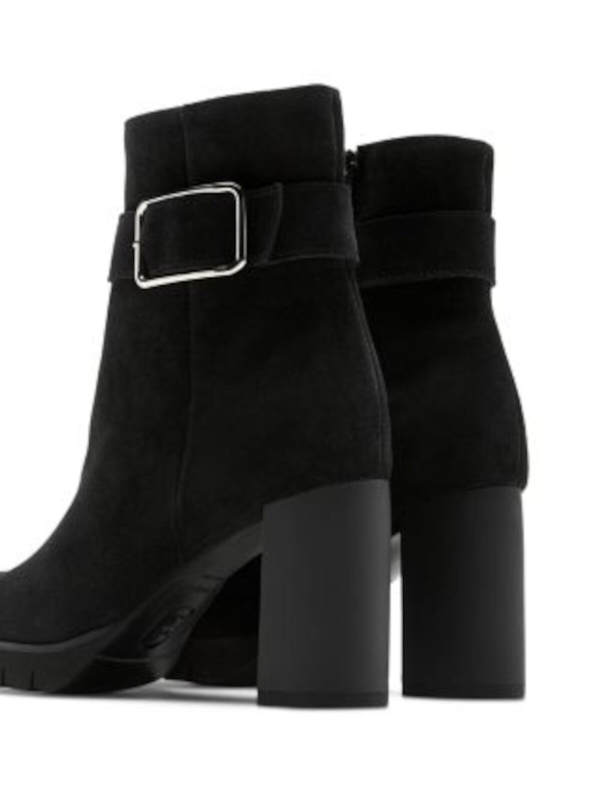 LA CANADIENNE Womens Black Waterproof Buckle Accent Cushioned Milo Almond Toe Block Heel Zip-Up Suede Heeled Boots 7.5 M