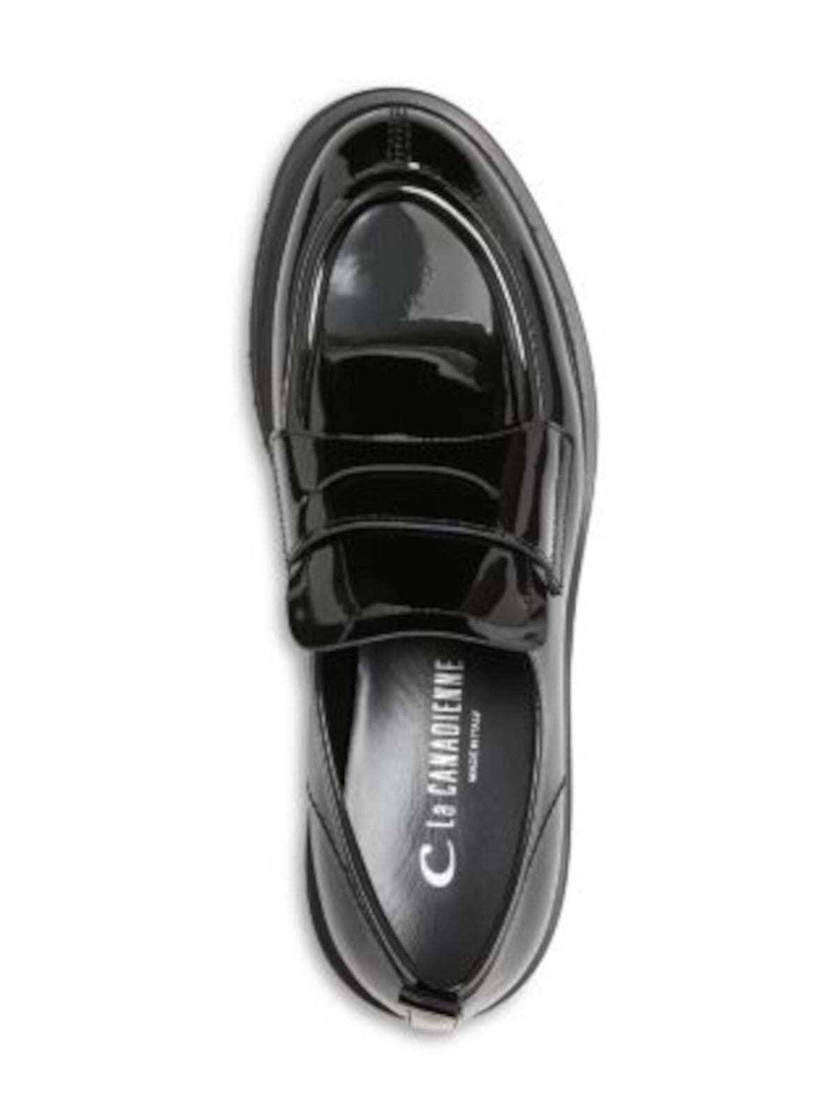 LA CANADIENNE Womens Black 1" Platform Strap Notched Heel Pull-Tab Padded Refresh Round Toe Slip On Leather Loafers Shoes 37