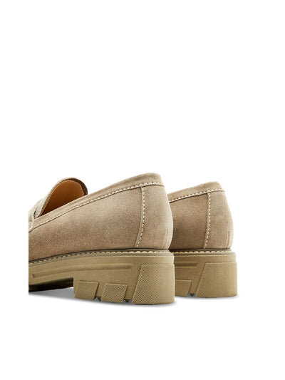 LA CANADIENNE Womens Beige Penny Strap Lug Sole Cushioned Daniel Almond Toe Slip On Leather Loafers Shoes 10 M