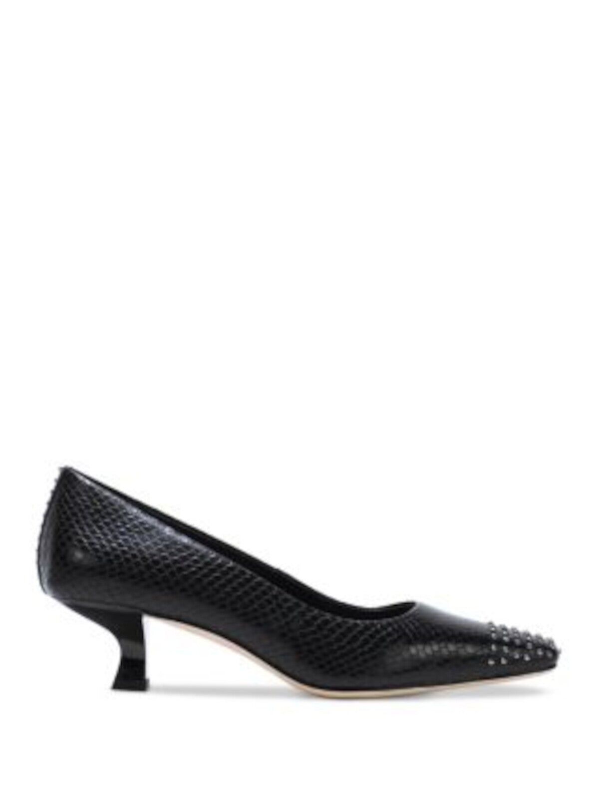 DONALD PLINER Women's Black Cristine Studded Cushioned Solid Snake Pump