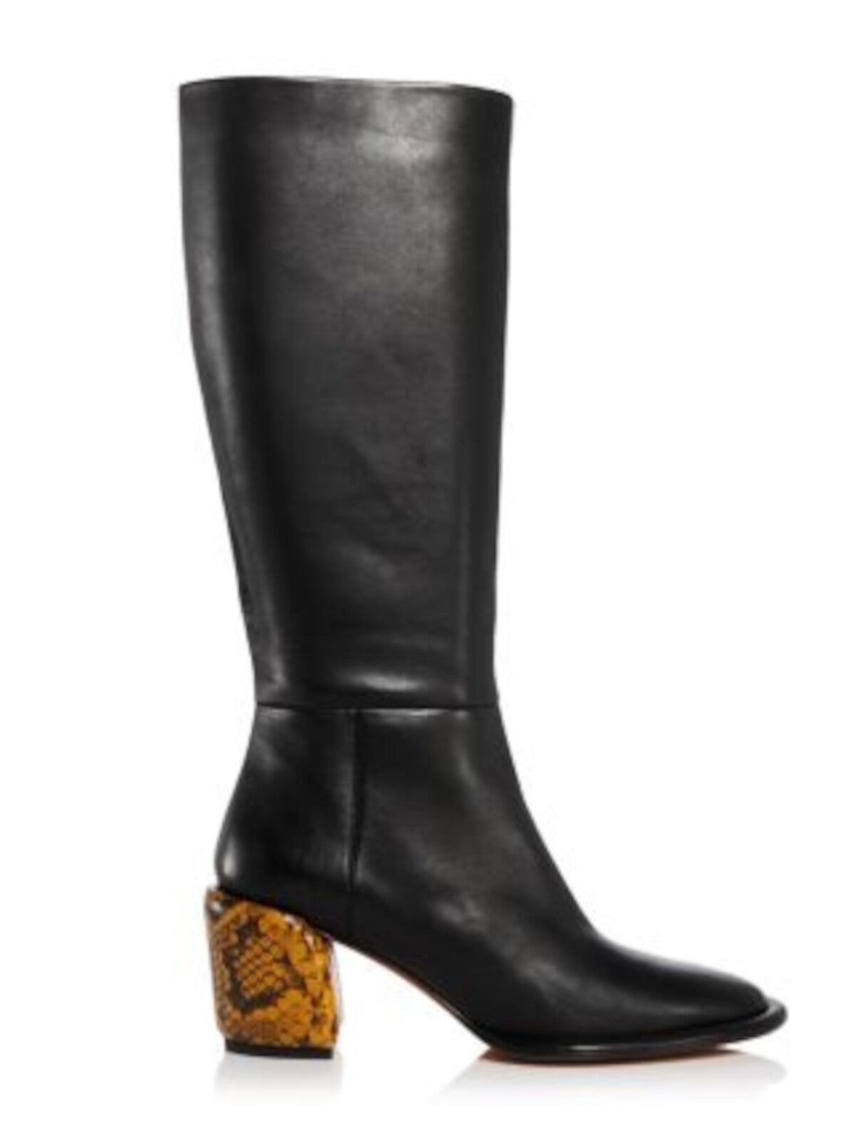 3.1 PHILLIP LIM Womens Black Contrast Snake Heel Padded Naomi Almond Toe Block Heel Zip-Up Leather Boots Shoes 37