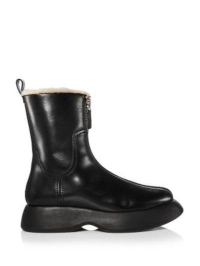 3.1 PHILLIP LIM Womens Black 1" Platform Heel Pull-Tab Padded Mercer Round Toe Platform Zip-Up Leather Combat Boots 37