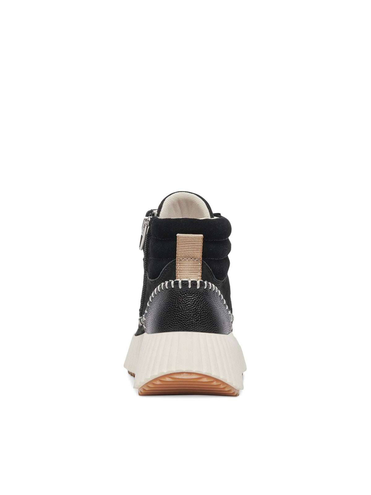 DOLCE VITA Womens Black Mixed Media 1" Platform Lace-Up Back Pull-Tab Padded Daley Round Toe Wedge Zip-Up Leather Slippers Shoes 6