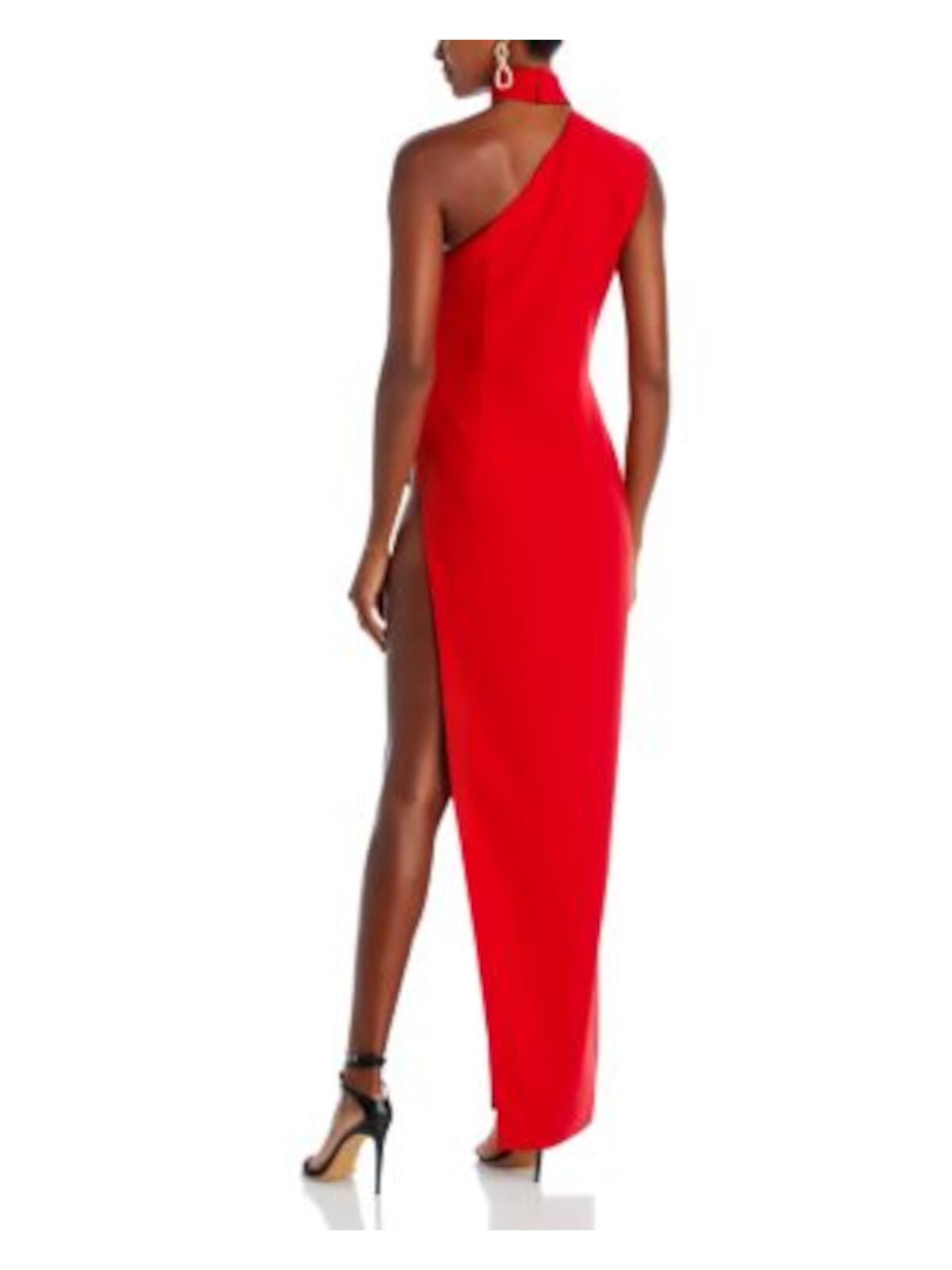 MONOT Womens Red Zippered Lined One Shoulder High Leg Cutaway Sleeveless Mock Neck Full-Length Cocktail Body Con Dress 44