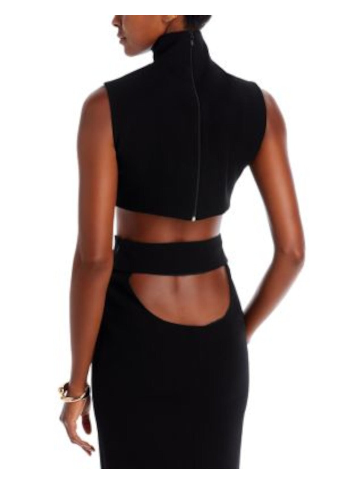 MONOT Womens Black Zippered Sleeveless Mock Neck Party Crop Top 46