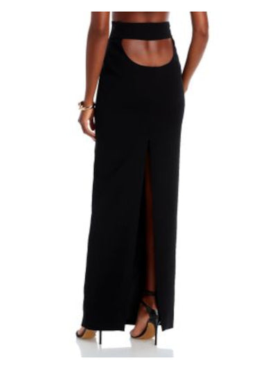 MONOT Womens Black Zippered Slitted High Waist Cutout Back Lined Maxi Party Pencil Skirt 44