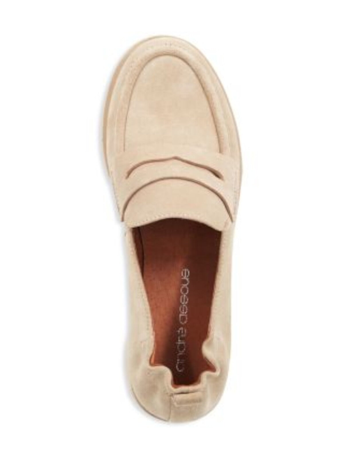 ANDRE ASSOUS Womens Beige Penny Keeper Stretch Heel Back Pull-Tab Lug Sole Padded River Almond Toe Block Heel Slip On Leather Loafers Shoes 9.5