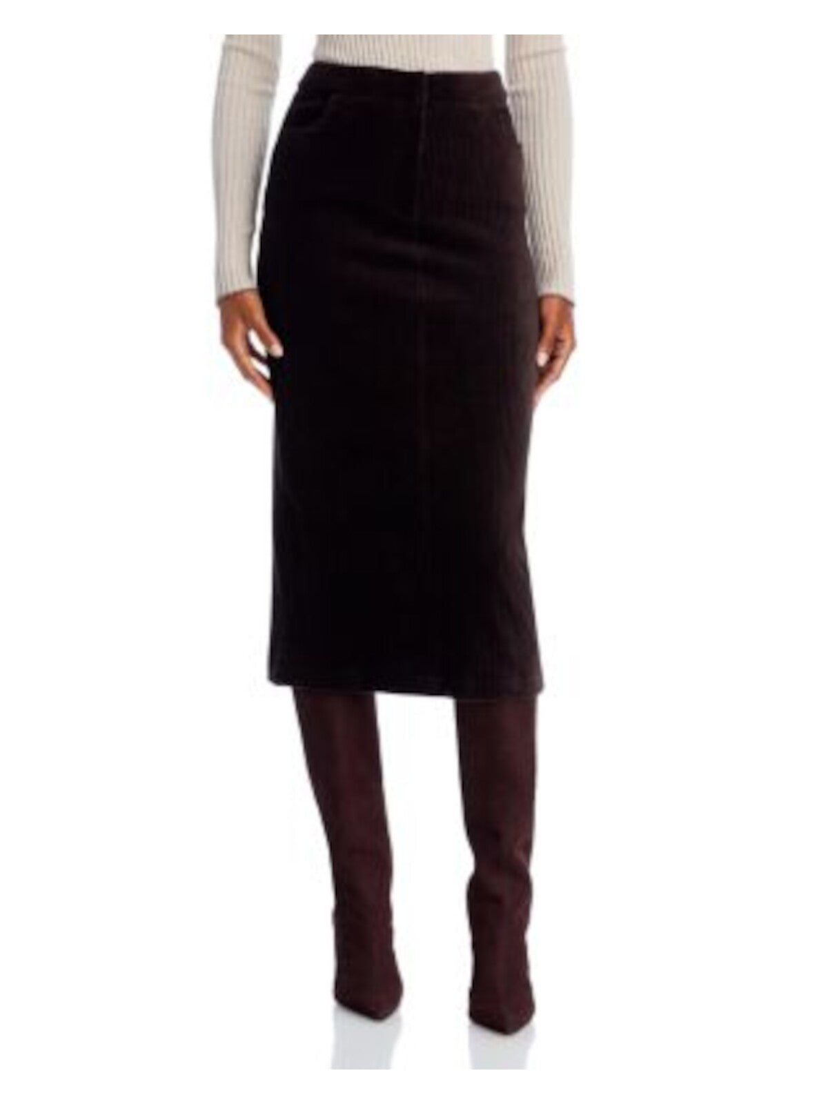 LUCY PARIS Womens Brown Zippered Pocketed Bar And Hook Closure Vented Midi Pencil Skirt XS