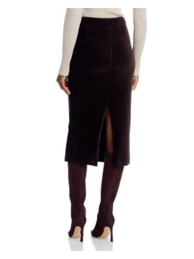 LUCY PARIS Womens Brown Zippered Pocketed Bar And Hook Closure Vented Midi Pencil Skirt XS