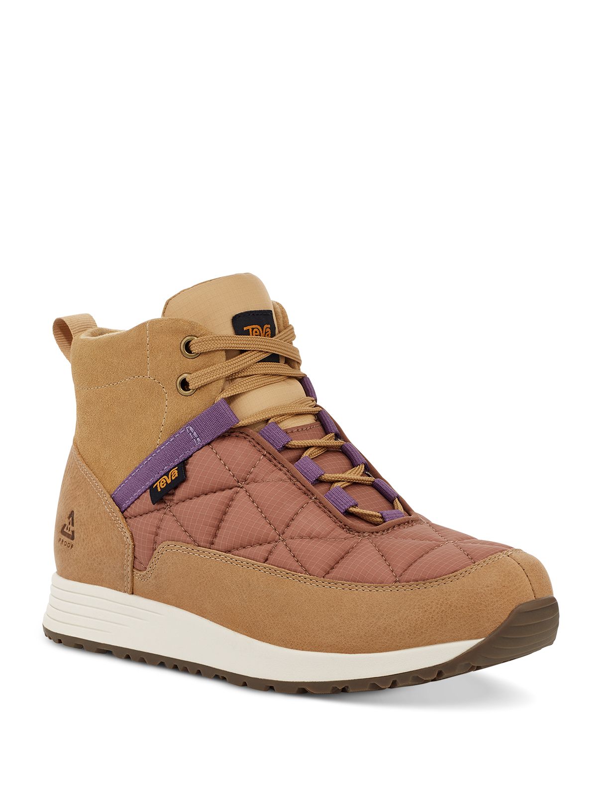 TEVA Womens Brown Mixed Media Cushioned Quilted Antimicrobial Back Pull-Tab Waterproof Slip Resistant Reember Round Toe Wedge Lace-Up Sneakers Shoes 9.5
