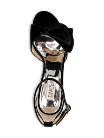 BADGLEY MISCHKA Womens Black 1-1/2" Platform Ruffled Accent Padded Zoelle Open Toe Flare Buckle Dress Heeled Sandal 9.5