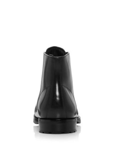 THE MENS STORE Mens Black Traction Sole Cushioned Cap Toe Block Heel Lace-Up Leather Boots Shoes 11.5