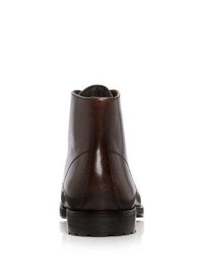 THE MENS STORE Mens Brown Traction Sole Cushioned Cap Toe Block Heel Lace-Up Leather Boots Shoes 10.5 M