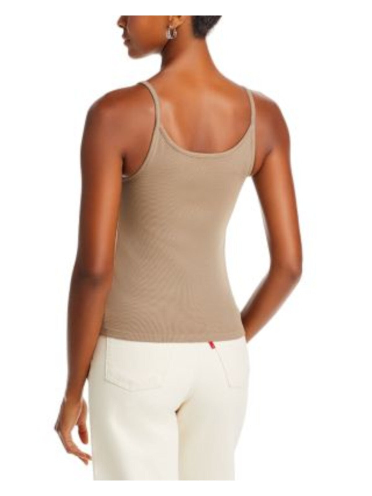 DONNI Womens Ribbed Spaghetti Strap Scoop Neck Tank Top