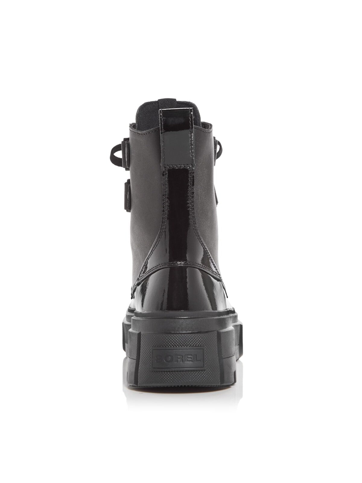 SOREL Womens Black Mixed Media 1-1/2" Platform Cushioned Back Pull-Tab Waterproof Removable Insole Caribou X Round Toe Wedge Lace-Up Leather Boots Shoes 5