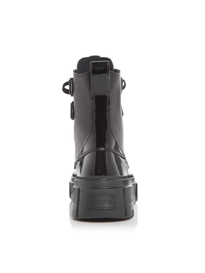 SOREL Womens Black Mixed Media 1-1/2" Platform Cushioned Back Pull-Tab Waterproof Removable Insole Caribou X Round Toe Wedge Lace-Up Leather Boots Shoes 5