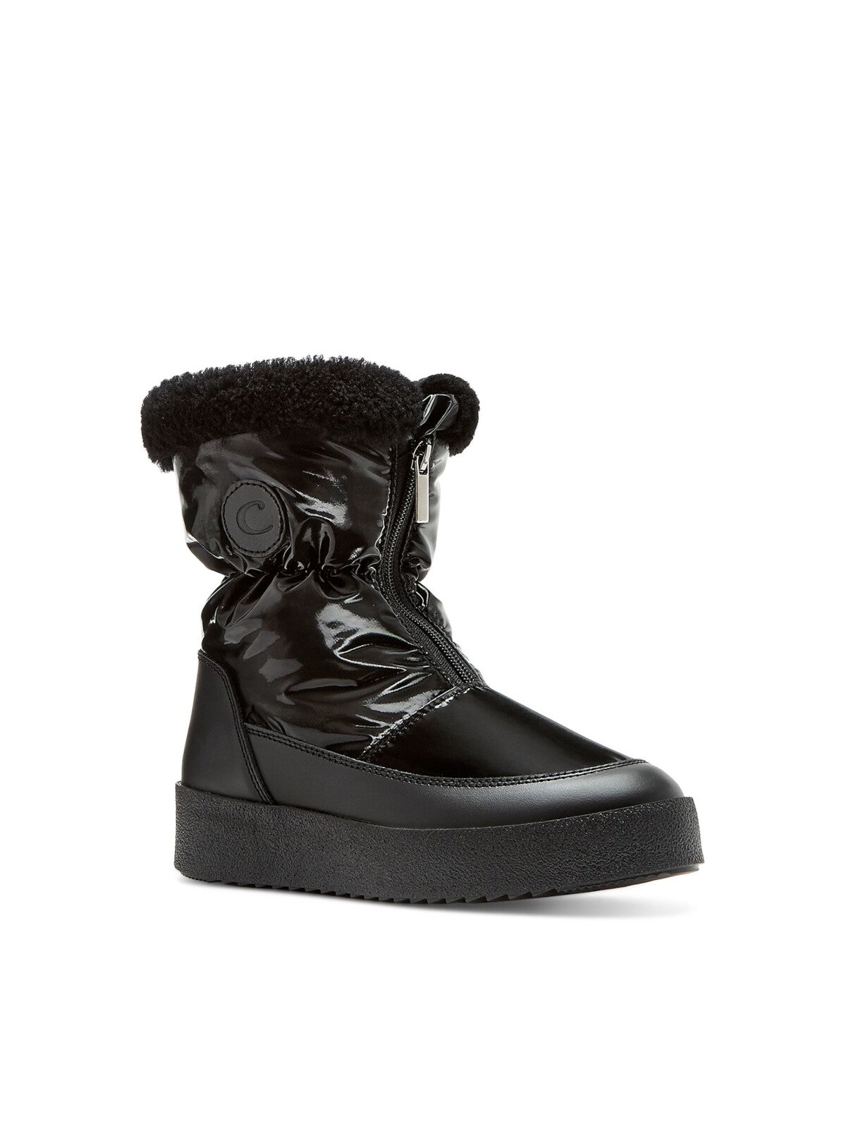 LA CANADIENNE Womens Black Mixed Media Waterproof Padded Eileen Round Toe Platform Zip-Up Winter Boots 38