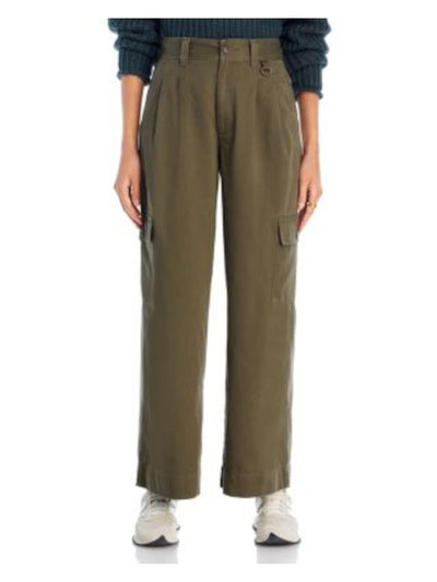 MADEWELL Womens Green Pleated Zippered Pocketed Wide Leg Pants 2