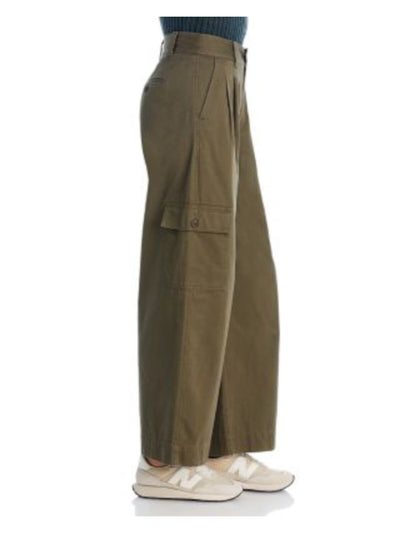 MADEWELL Womens Green Pleated Zippered Pocketed Wide Leg Pants 2