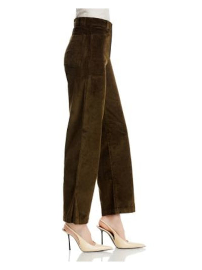 MADEWELL Womens Green Corduroy Zippered Pocketed Wide Leg Pants 23 Waist