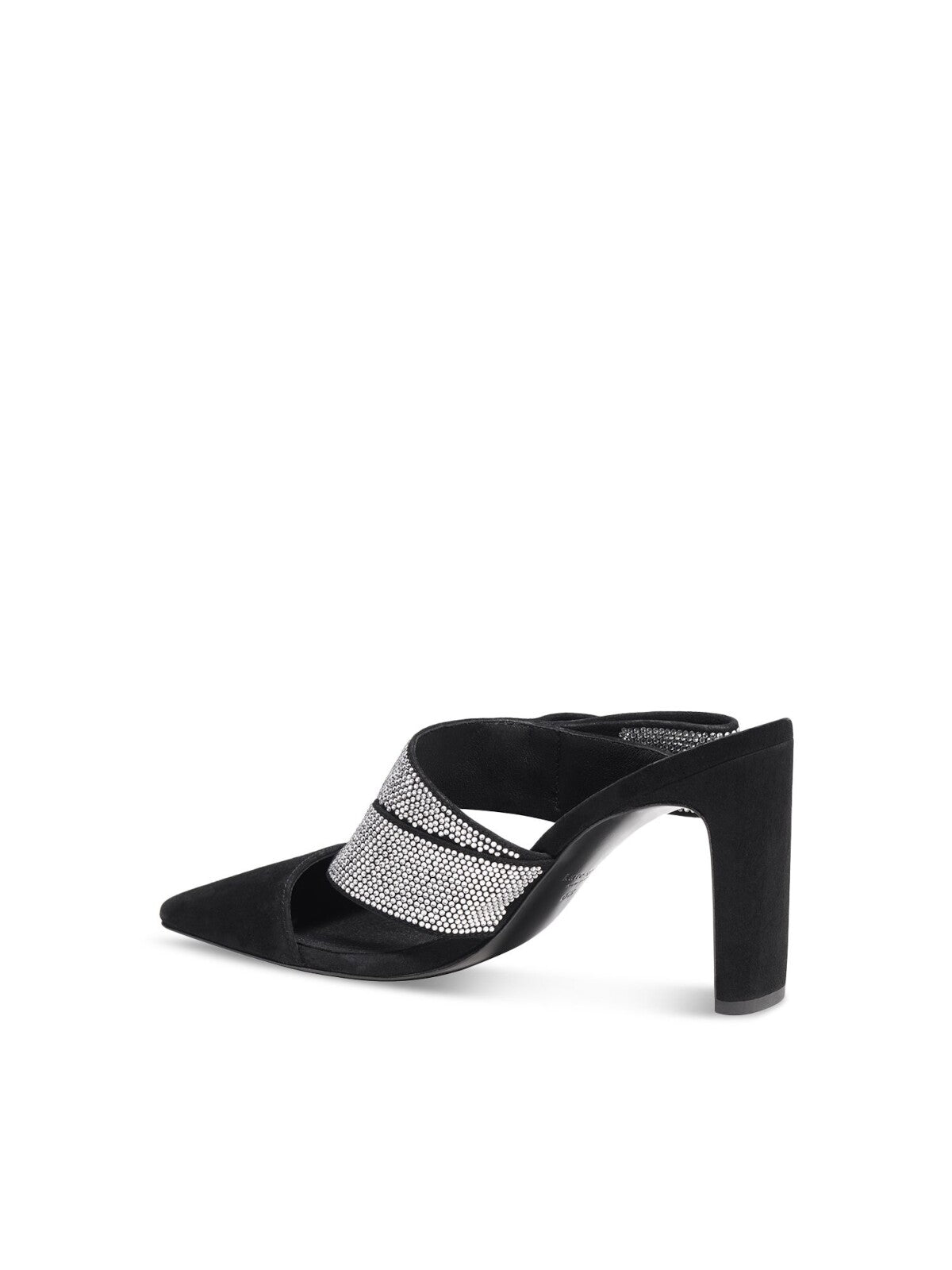 KATE SPADE NEW YORK Womens Black Mixed Media Rhinestone Padded Bianca Pointed Toe Block Heel Slip On Leather Dress Pumps Shoes 6 B