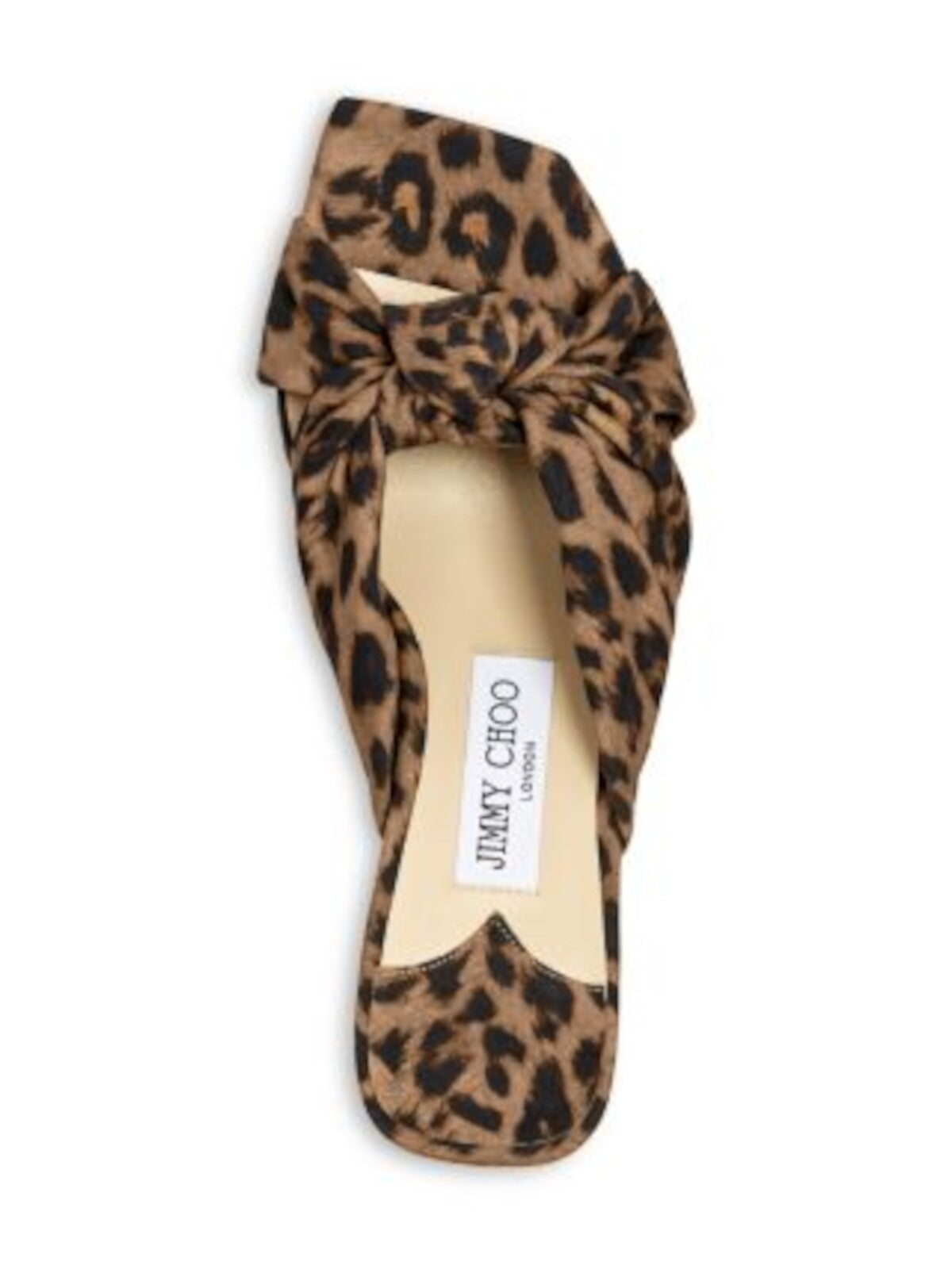 JIMMY CHOO Womens Beige Animal Print Knotted Padded Avenue 50 Square Toe Kitten Heel Slip On Leather Heeled Sandal 37
