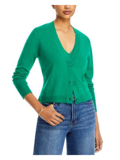 KOBI HALPERIN Womens Green Long Sleeve V Neck Sweater S