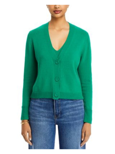 KOBI HALPERIN Womens Green Long Sleeve V Neck Sweater S
