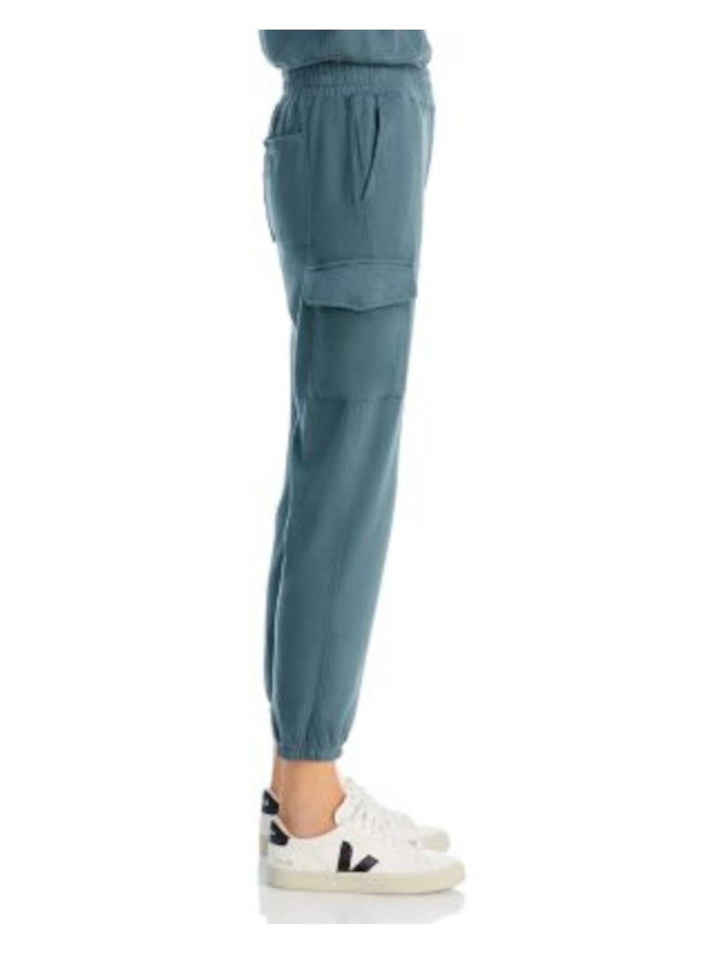 MONROW Womens Green Pocketed Tapered-leg Elastic Cuff Joggers Pants S