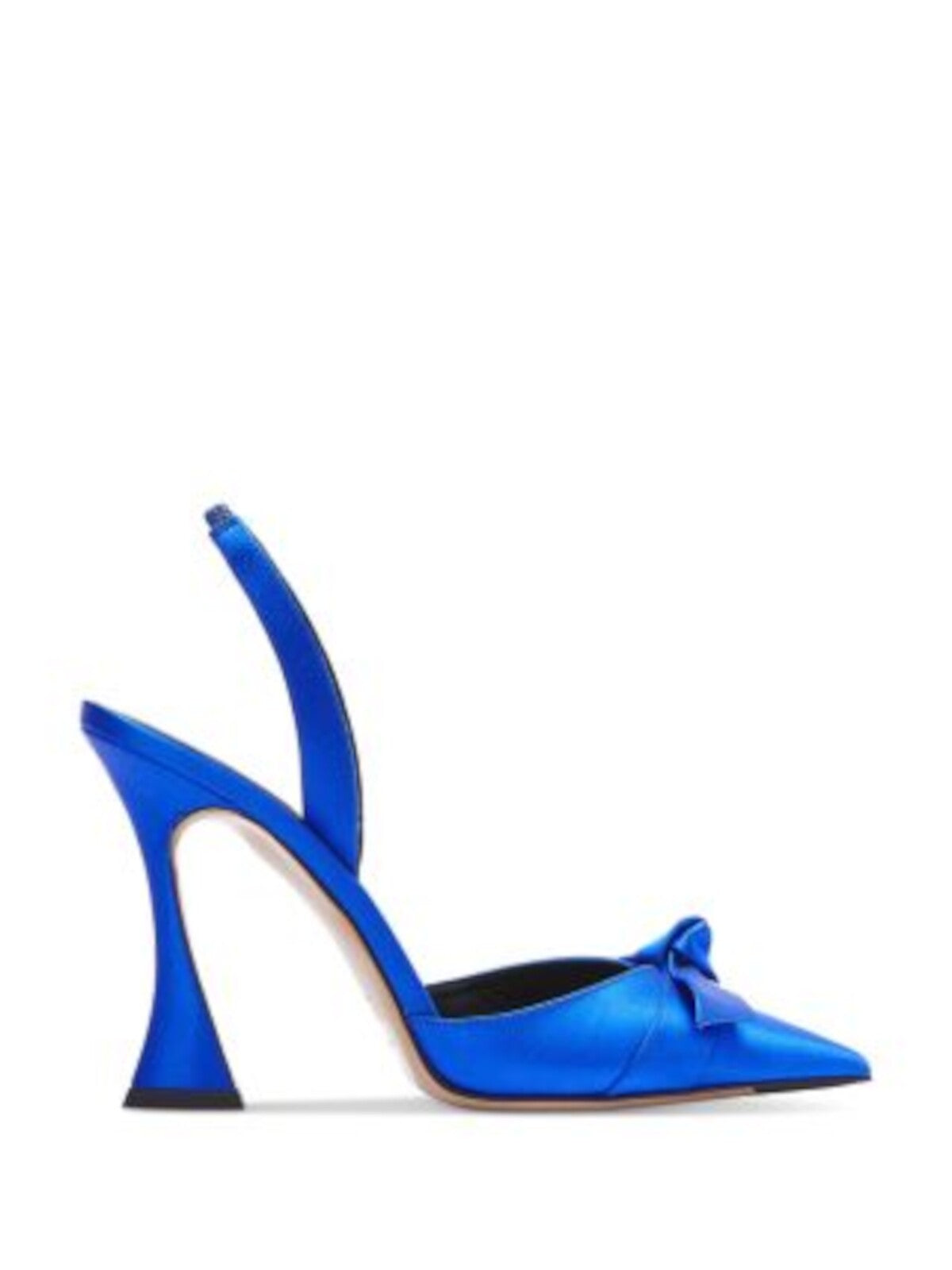 ALEXANDRE BIRMAN Womens Blue Knotted Accent Goring Padded Clarita Bell Pointed Toe Flare Slip On Dress Slingback 37.5