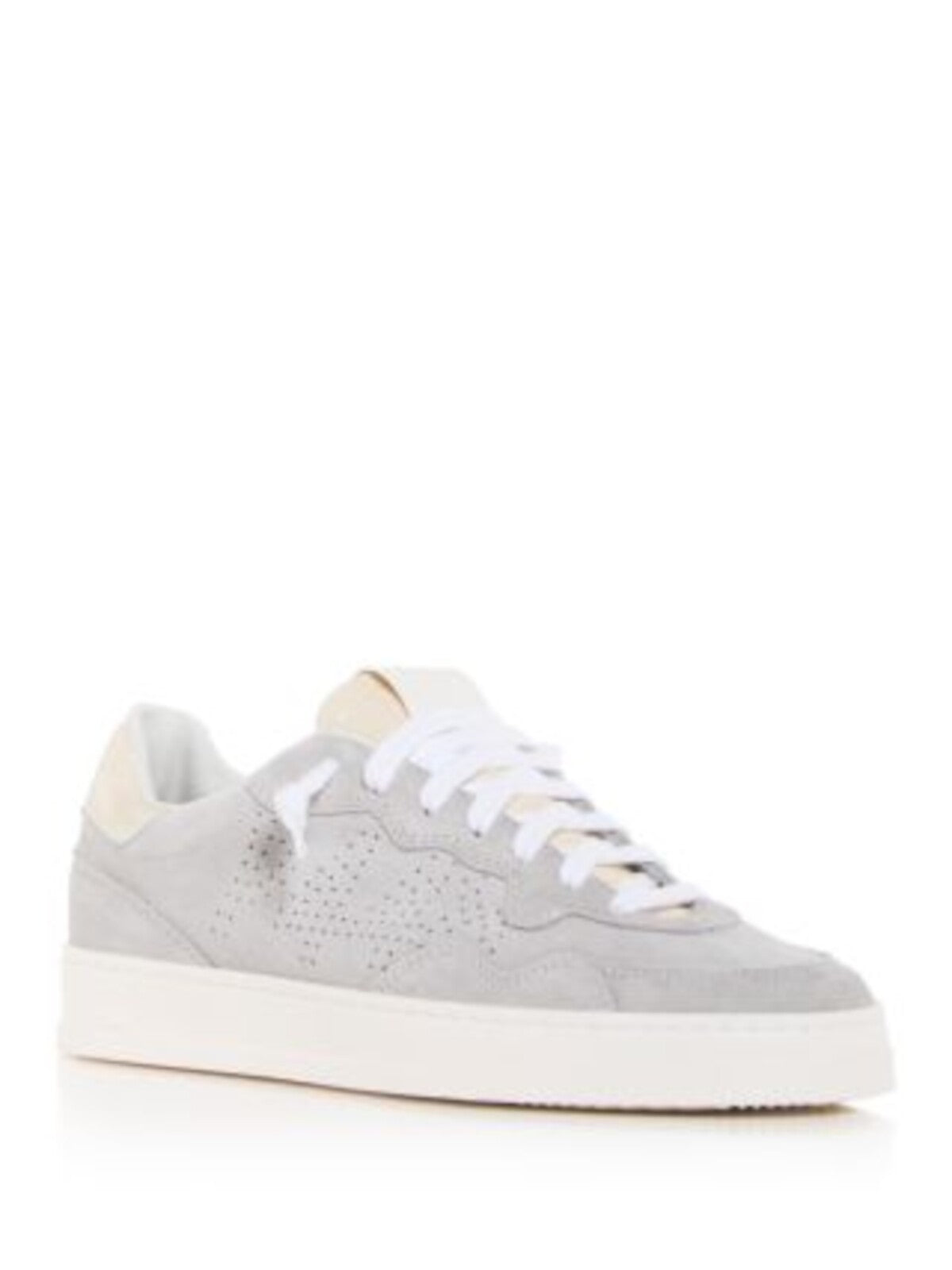 P448 Womens Gray Mixed Media Logo Accent Padded Collar Perforated Padded Bali Round Toe Platform Lace-Up Leather Sneakers Shoes 39