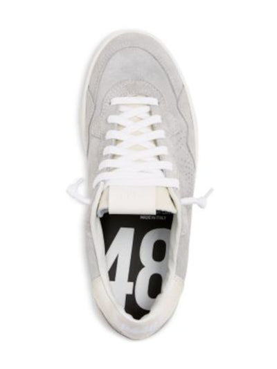P448 Womens Gray Mixed Media Logo Accent Padded Collar Perforated Padded Bali Round Toe Platform Lace-Up Leather Sneakers Shoes 39
