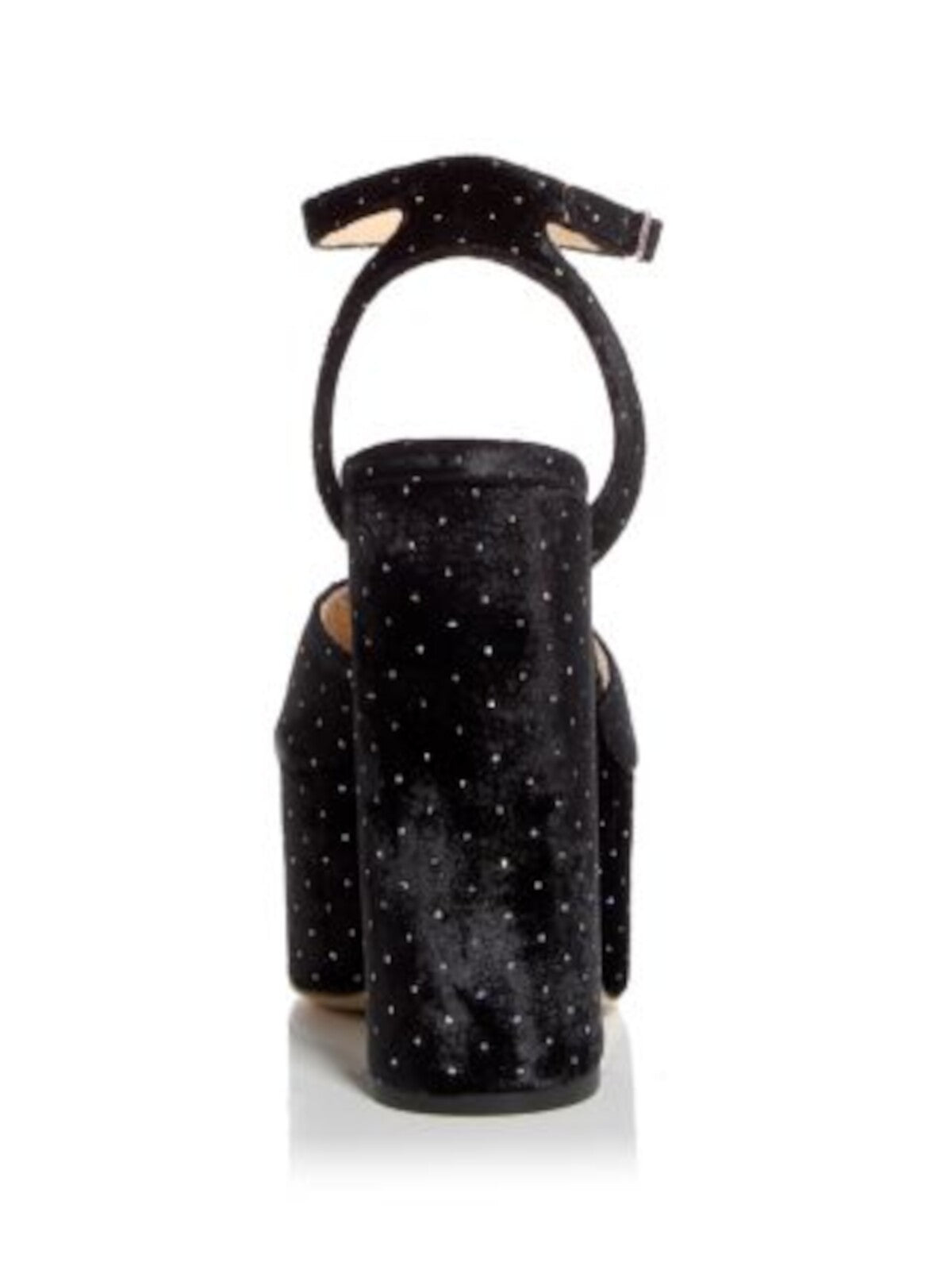 NALEBE Womens Black Speckled 2" Platform Glitter Padded Embellished Ankle Strap Upendi Peep Toe Block Heel Buckle Dress Heeled Sandal 40