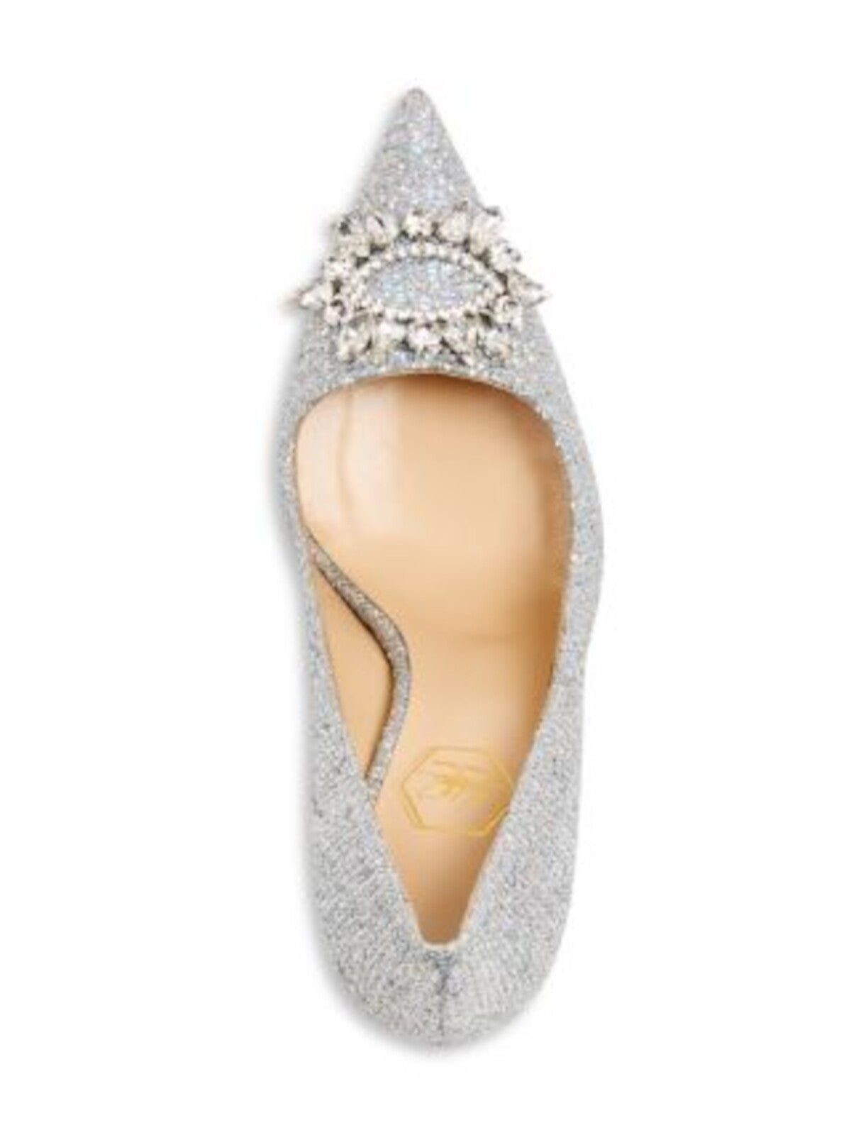 NALEBE Womens Silver Glitter Padded Embellished Lirum Pointed Toe Stiletto Slip On Dress Pumps Shoes 38
