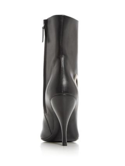 OFF WHITE Womens Black Logo Hardware Lined Cutout Padded Crescent Pointed Toe Stiletto Zip-Up Dress Booties 36