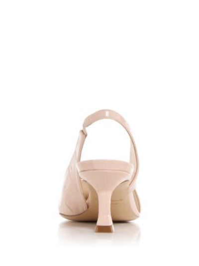 FERRAGAMO Womens Pink Croc Metallic Logo Hardware Bow Goring Padded Zarula Pointed Toe Kitten Heel Slip On Leather Slingback 8.5 C