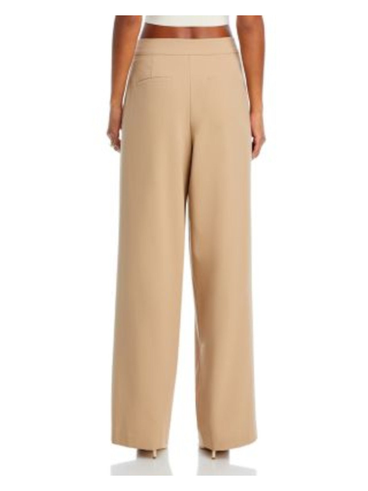 WAYF Womens Beige Pleated Zippered Pocketed Wear To Work Wide Leg Pants M