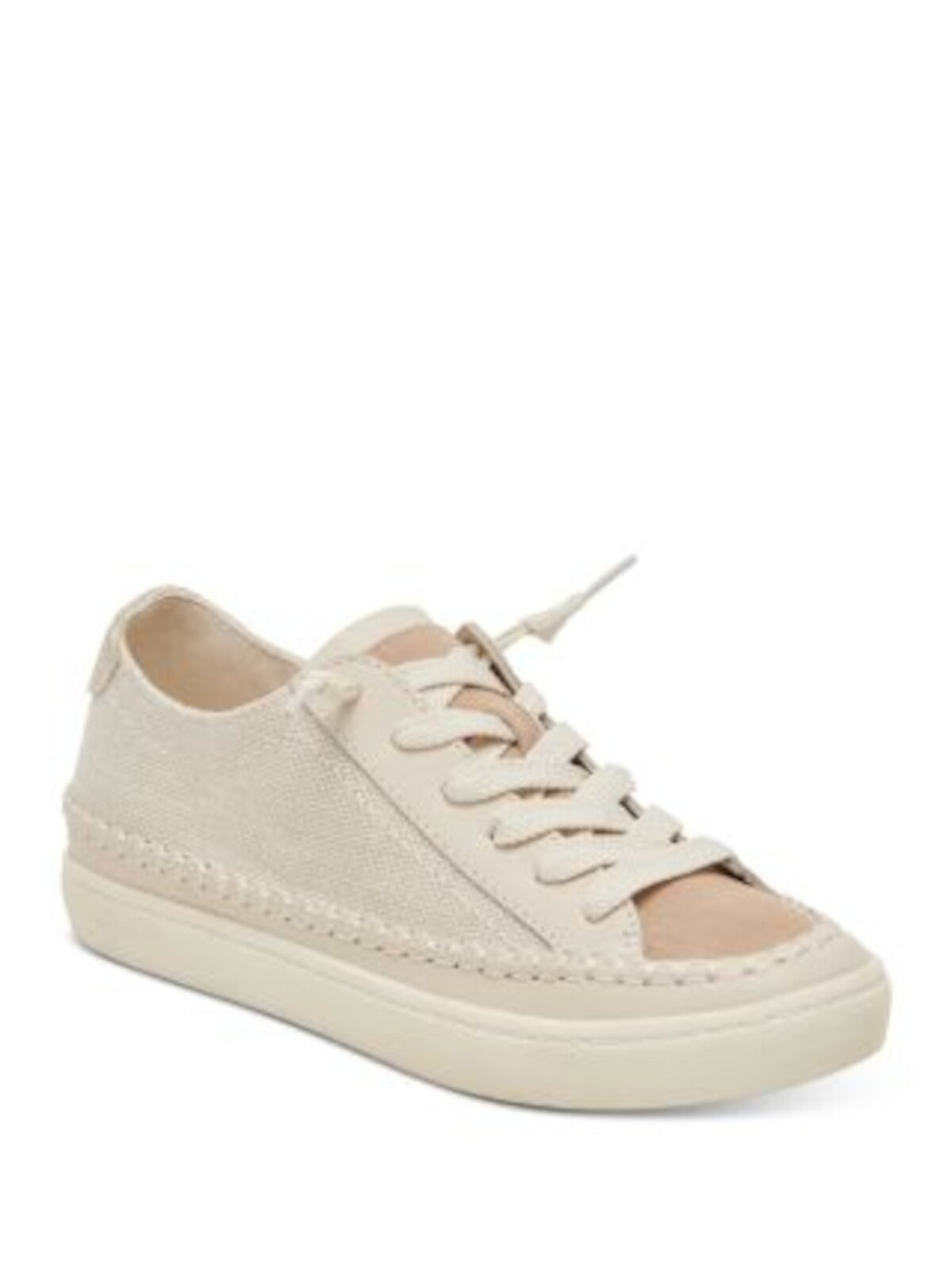 DOLCE VITA Womens Beige Mixed Media Cushioned Metallic Zolen Round Toe Platform Lace-Up Sneakers Shoes 7