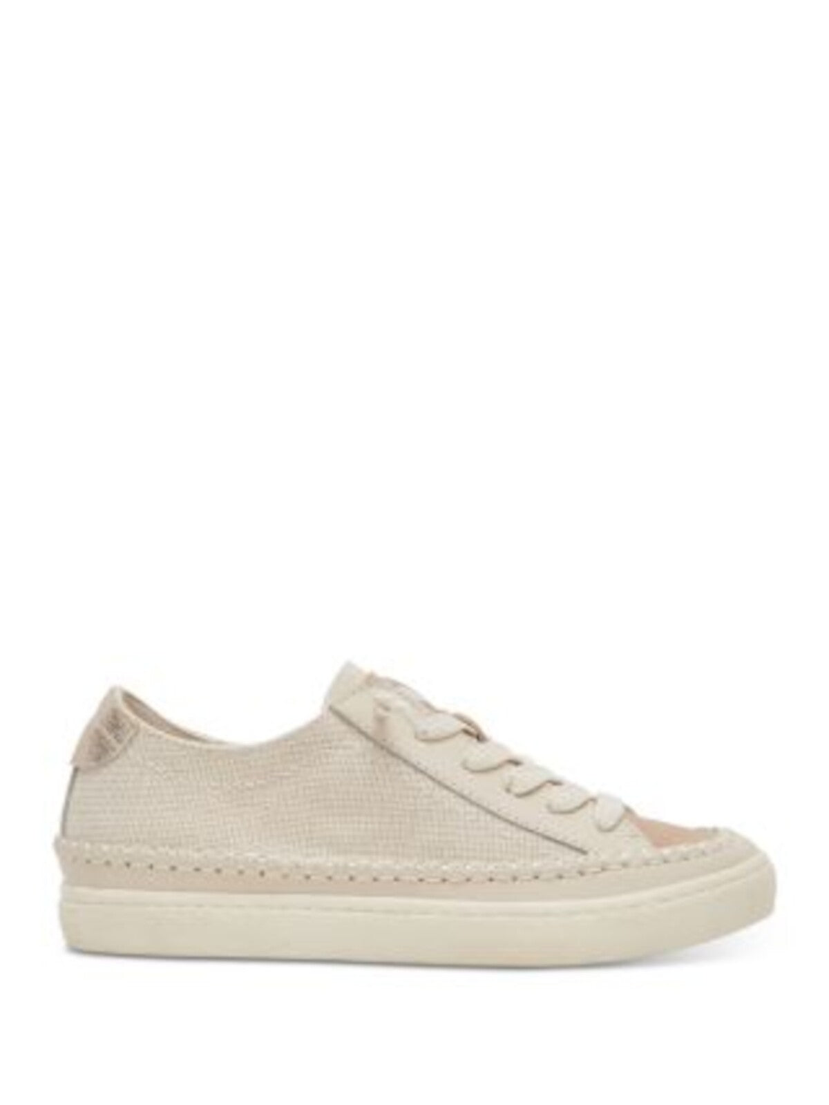 DOLCE VITA Womens Beige Mixed Media Cushioned Metallic Zolen Round Toe Platform Lace-Up Sneakers Shoes 7