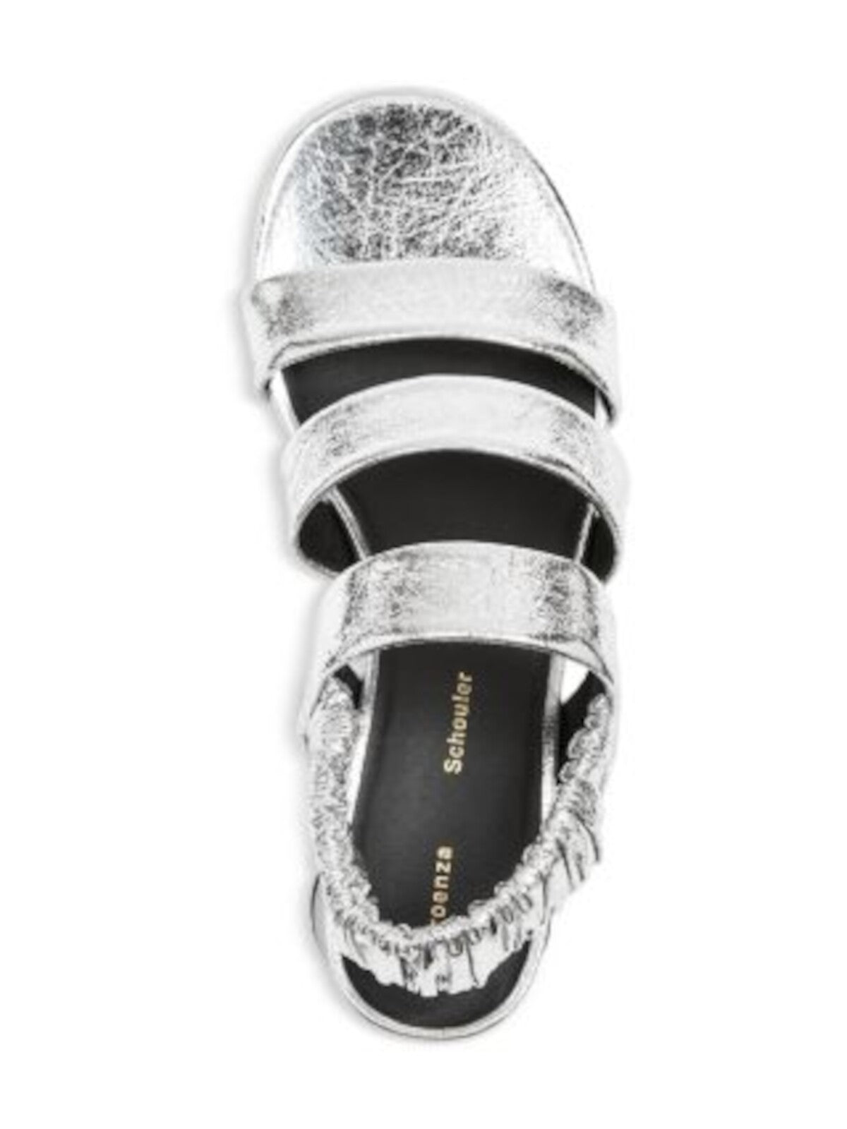 PROENZA SCHOULER Womens Silver Metallic Crinkle Padded Goring Strappy Glove Round Toe Sculpted Heel Slip On Leather Dress Slingback Sandal 36.5