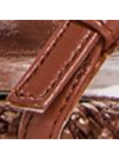 GEDEBE Womens Brown Embellished Buckle Straps Woven Padded Jilla Pointed Toe Stiletto Buckle Heeled