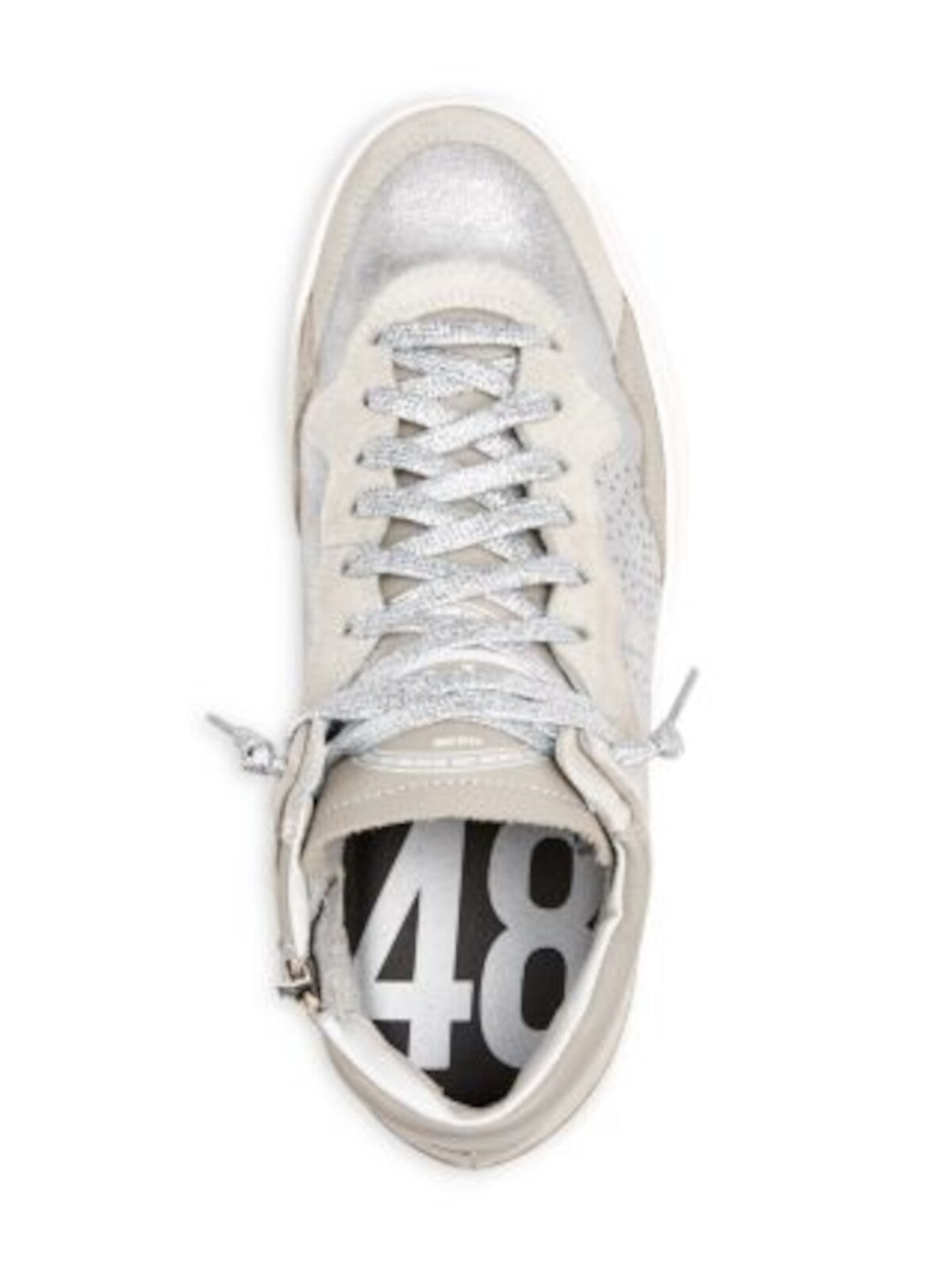 P448 Womens Gray Mixed Media Lace-Up Front Perforated Padded Bali Round Toe Zip-Up Sneakers Shoes 39