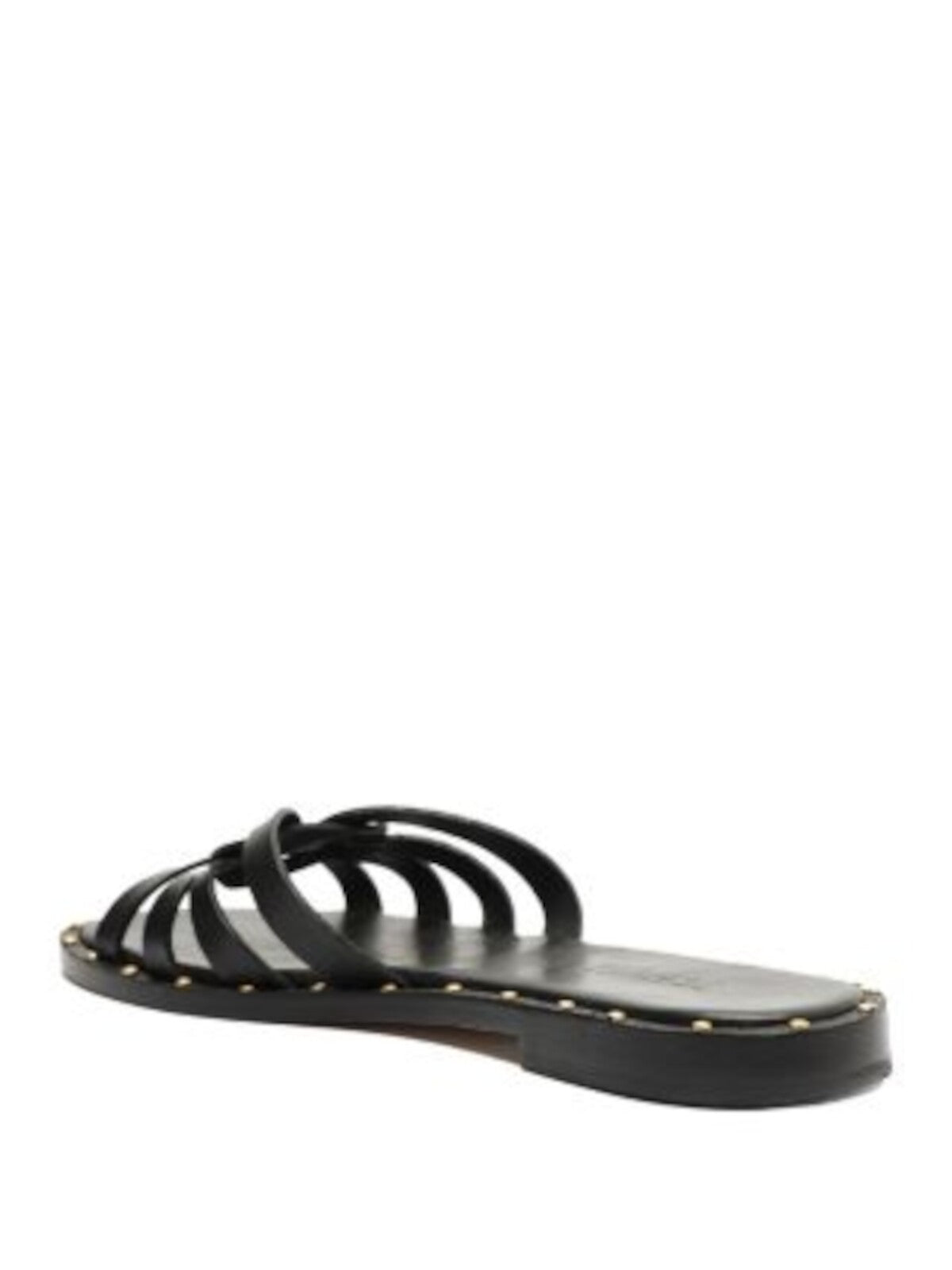 SCHUTZ Womens Black Studded Padded Woven Cut Out Phoenix Round Toe Slip On Leather Slide Sandals Shoes 6.5