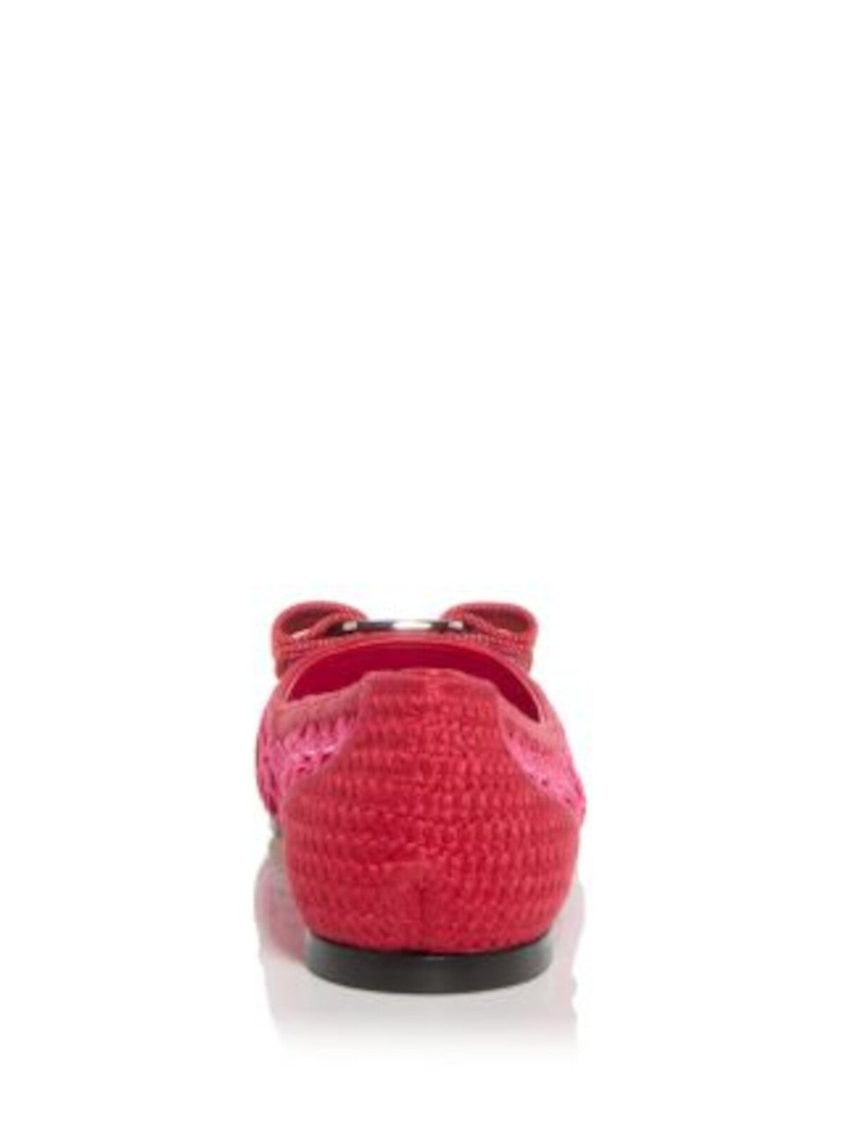 SALVATORE FERRAGAMO Womens Red Color Block Logo Hardware Breathable Crochet Bow Accent Varina Round Toe Slip On Ballet Flats 7