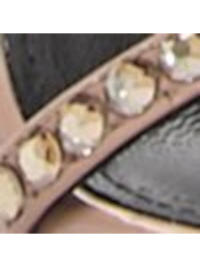 ALEXANDRE BIRMAN Womens Beige Padded Strappy Bow Accent Rhinestone Ankle Strap Skye Square Toe Stiletto Buckle Leather Dress Heeled